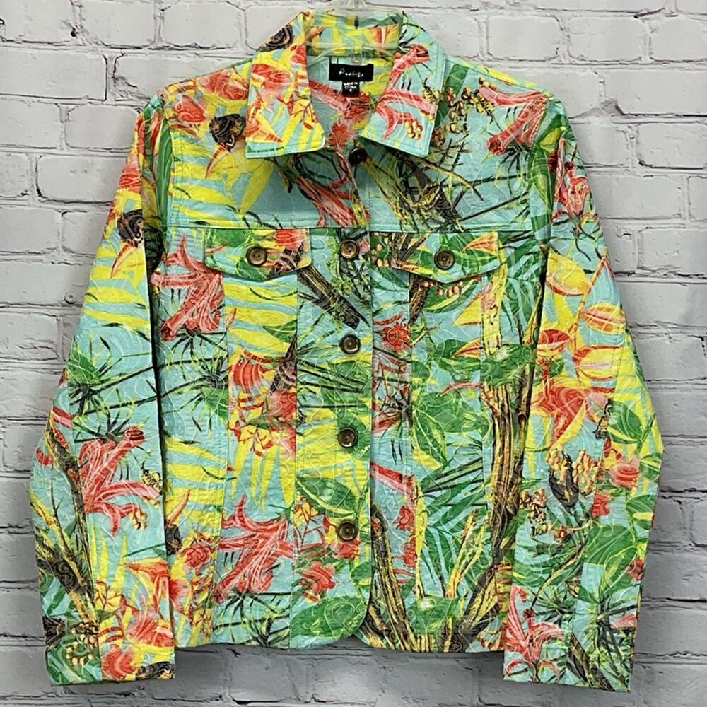 Analogy Spring Jacket Women's Size S Multicolor Floral Vacation Travel Casual